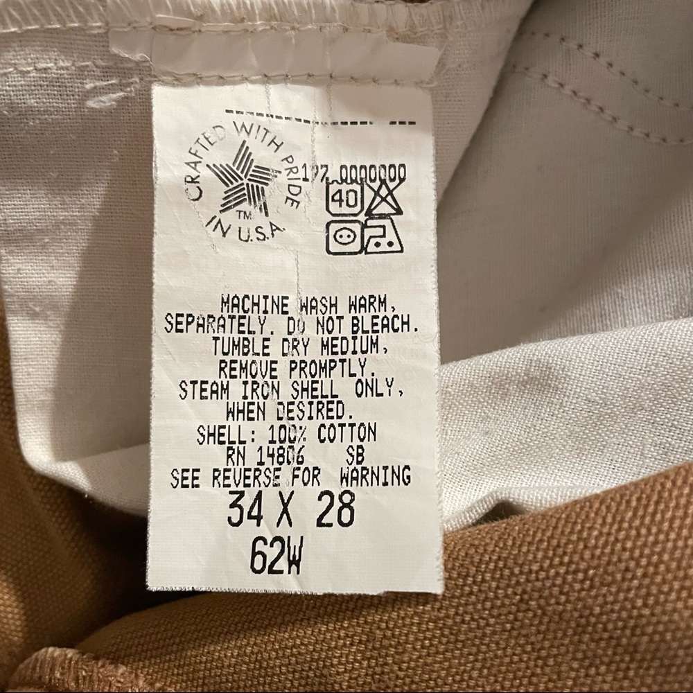 CARHARTT 62W  DOUBLEFRONT CARPENTER UTILITY PANTS Size 34X28 - Picture 9 of 12